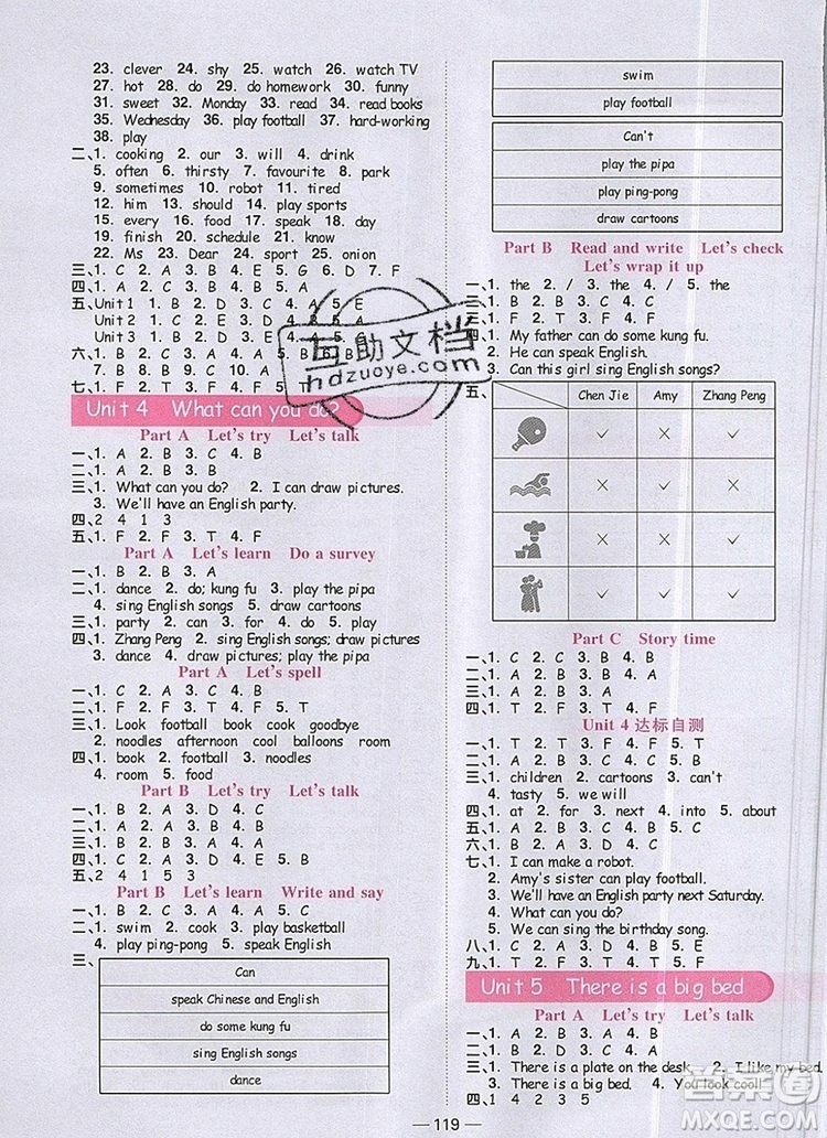 2019年陽光同學(xué)課時優(yōu)化作業(yè)五年級英語上冊人教版參考答案