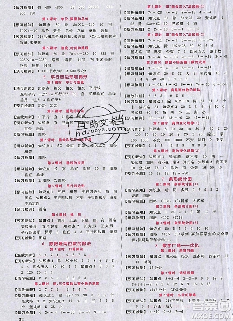 2019年陽(yáng)光同學(xué)課時(shí)優(yōu)化作業(yè)四年級(jí)數(shù)學(xué)上冊(cè)人教版參考答案