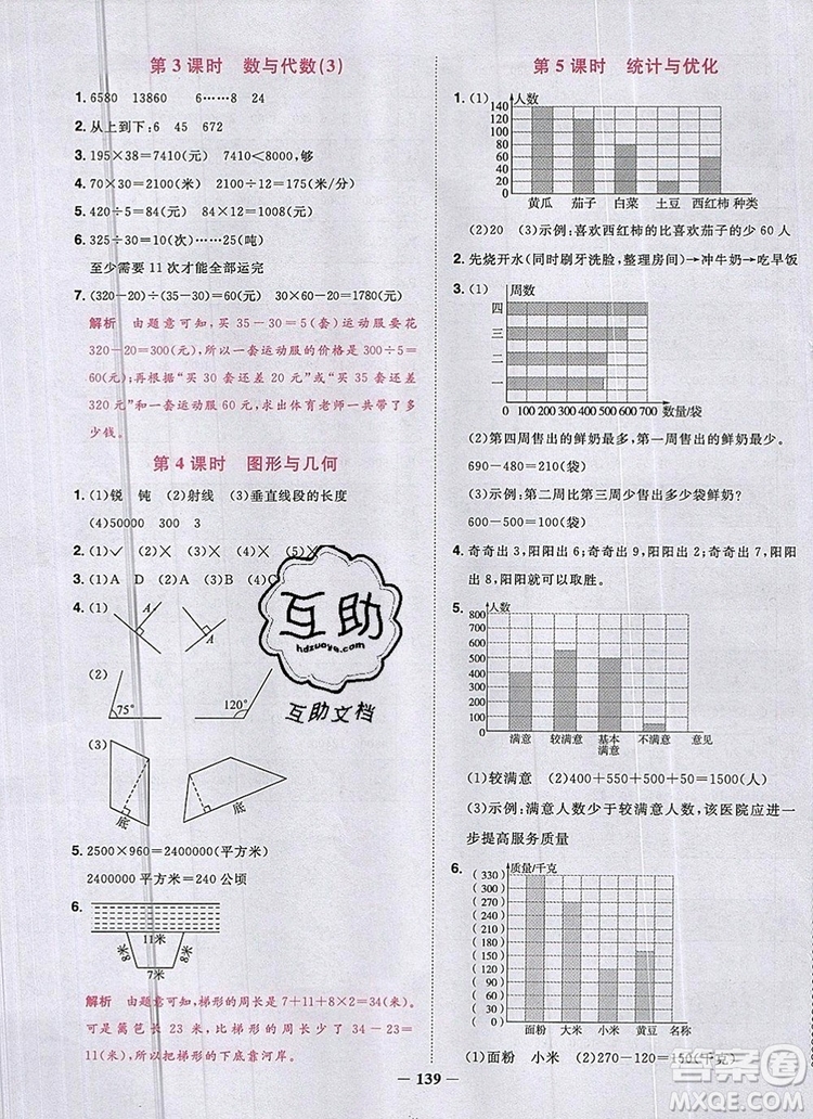 2019年陽(yáng)光同學(xué)課時(shí)優(yōu)化作業(yè)四年級(jí)數(shù)學(xué)上冊(cè)人教版參考答案