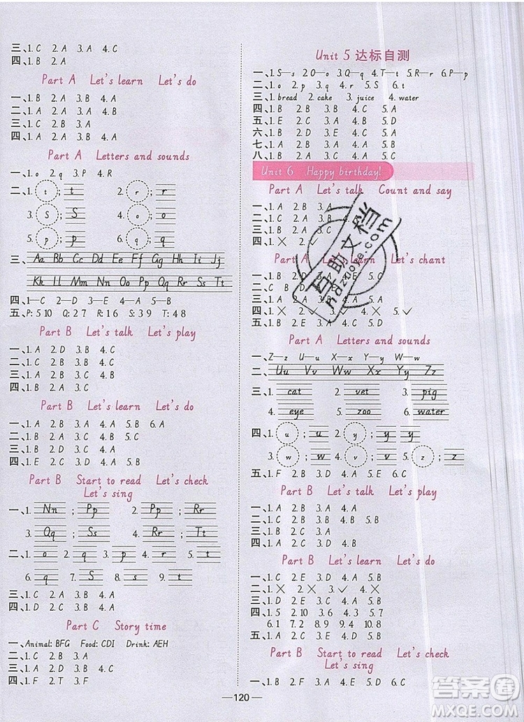 2019年陽光同學(xué)課時優(yōu)化作業(yè)三年級英語上冊人教版參考答案