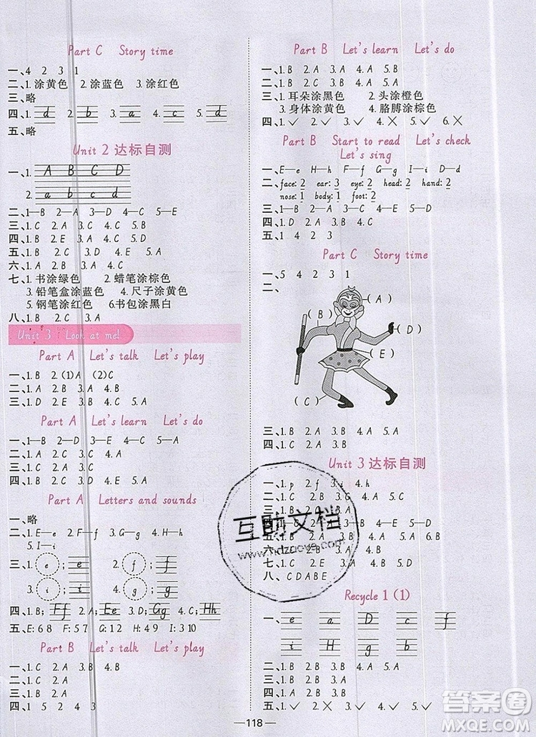 2019年陽光同學(xué)課時優(yōu)化作業(yè)三年級英語上冊人教版參考答案