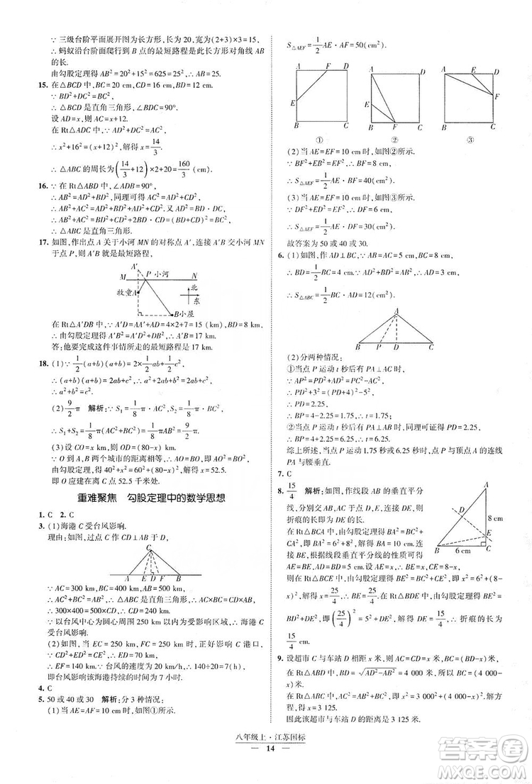 經(jīng)綸學(xué)典2019新課時(shí)作業(yè)八年級(jí)數(shù)學(xué)上冊(cè)江蘇國標(biāo)修訂版答案