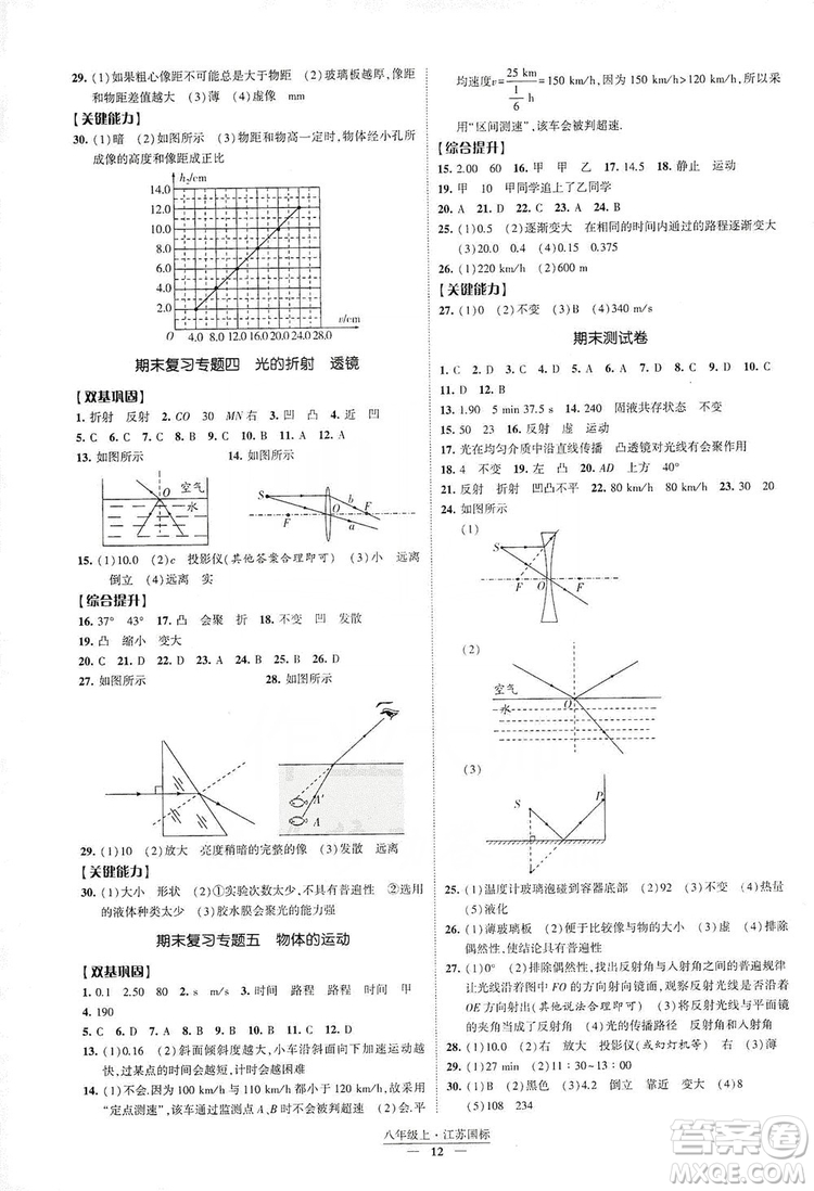 經(jīng)綸學典2019新課時作業(yè)八年級物理上冊江蘇國標版答案