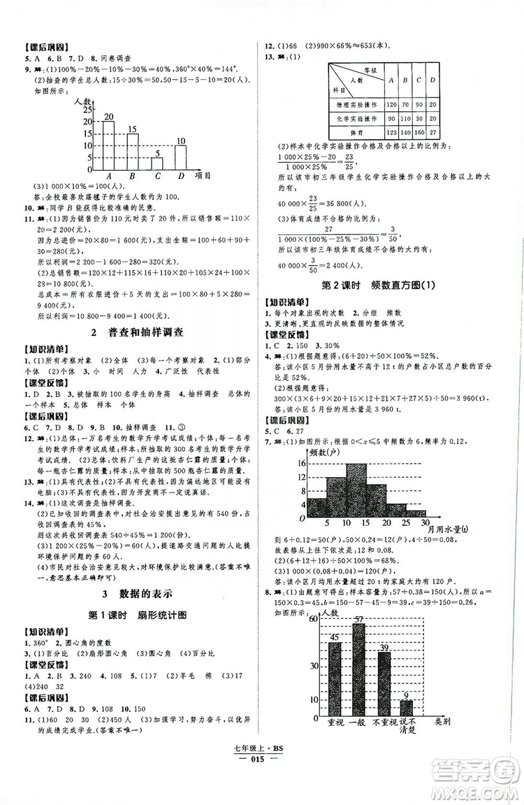 經(jīng)綸學典2019新課時作業(yè)七年級數(shù)學上冊北師大版B本答案