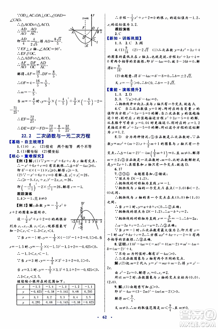 2019年初中同步學(xué)習(xí)目標(biāo)與檢測數(shù)學(xué)九年級全一冊參考答案