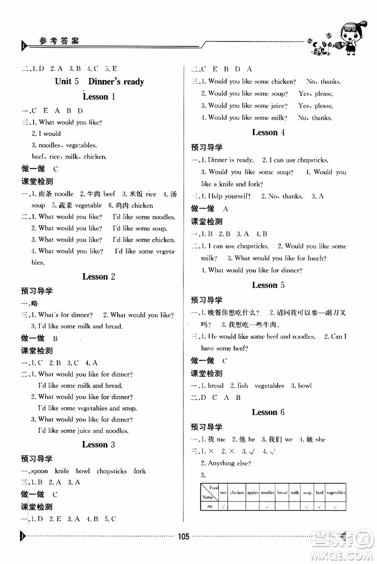 金太陽教育2019年金太陽導學案英語四年級上冊參考答案