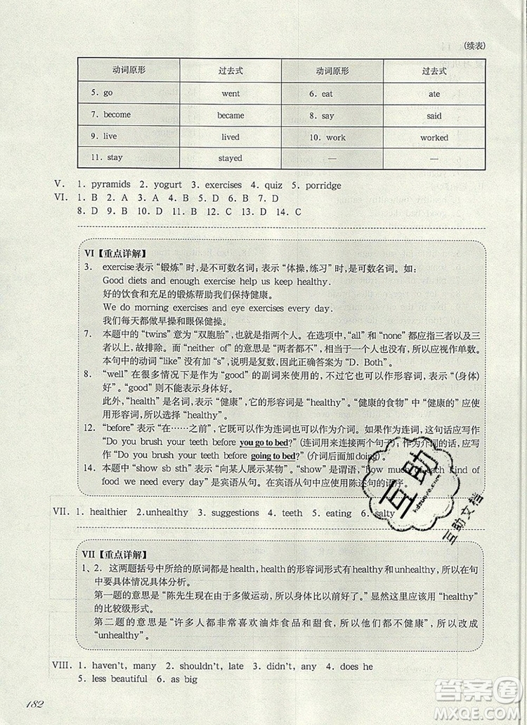 2019年華東師大版一課一練六年級英語第一學(xué)期N版增強版參考答案