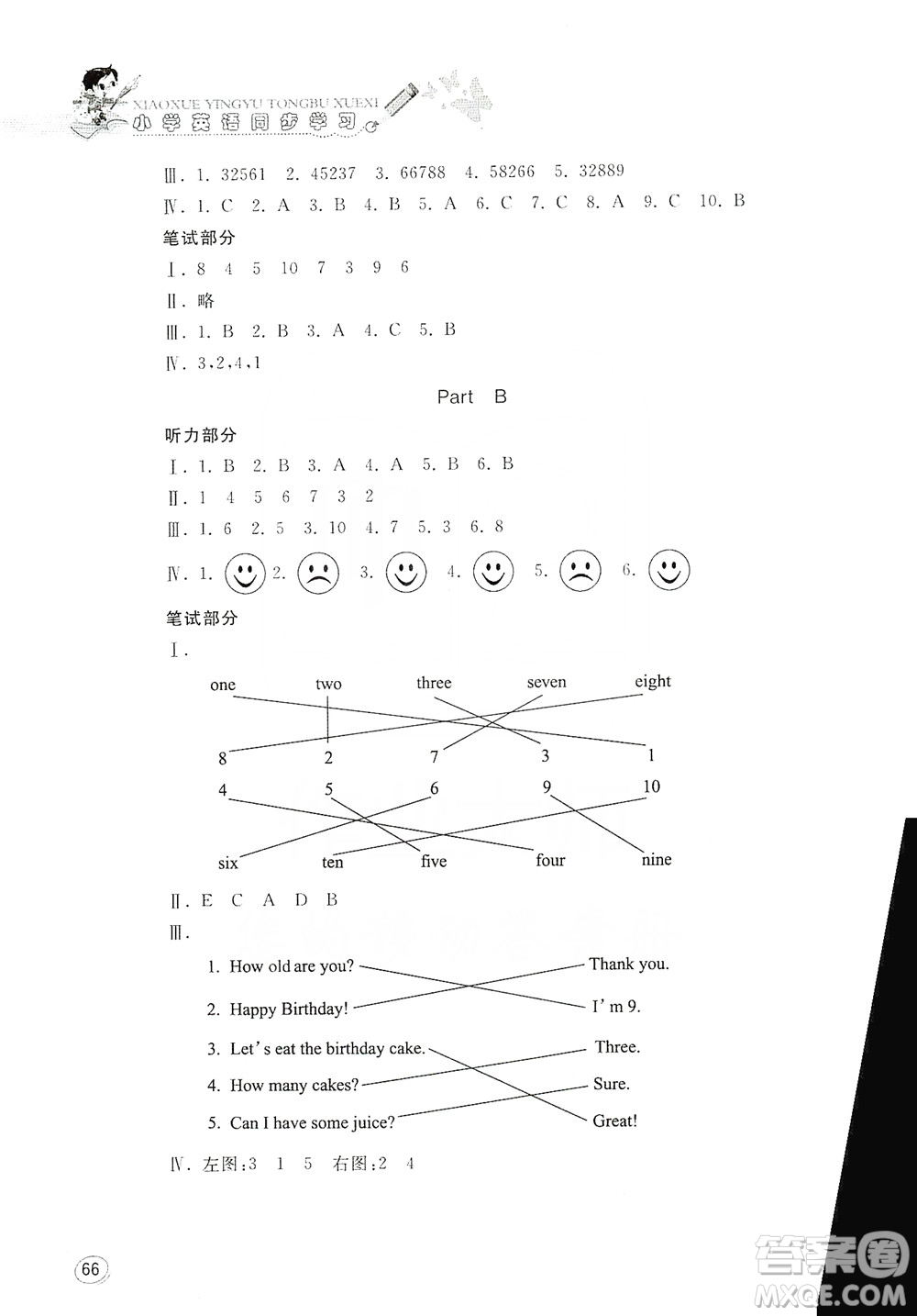 山東人民出版社2019小學(xué)英語同步學(xué)習(xí)三年級英語上冊人教版答案