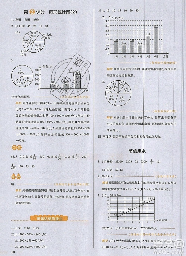 2019年一本我愛(ài)寫(xiě)作業(yè)小學(xué)數(shù)學(xué)六年級(jí)上冊(cè)人教版參考答案