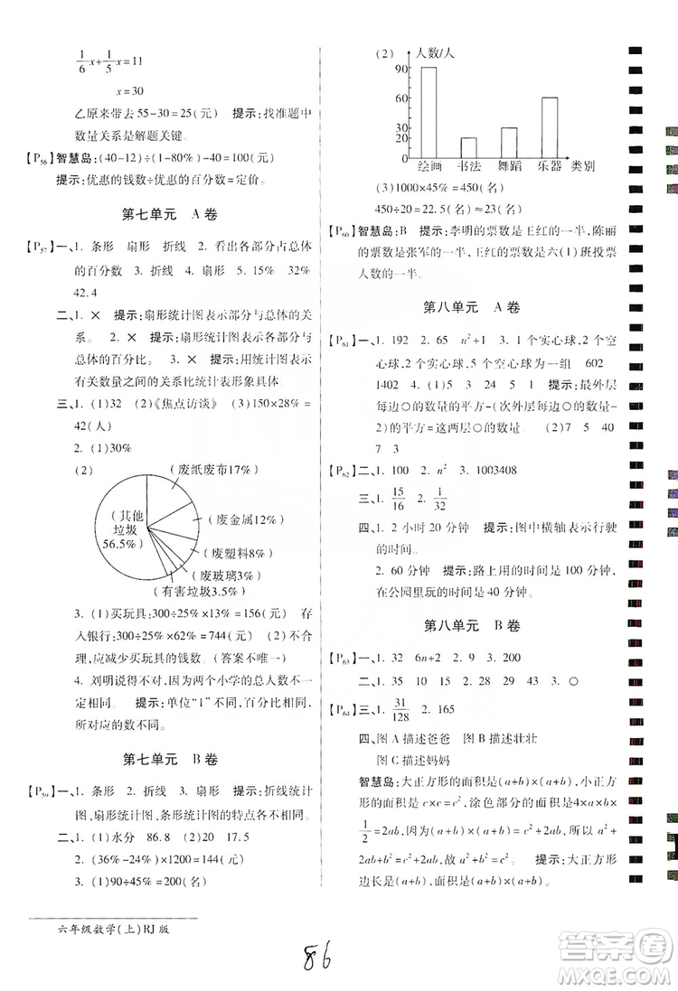 萬向思維2019年秋最新AB卷小學六年級數(shù)學上冊人教版答案