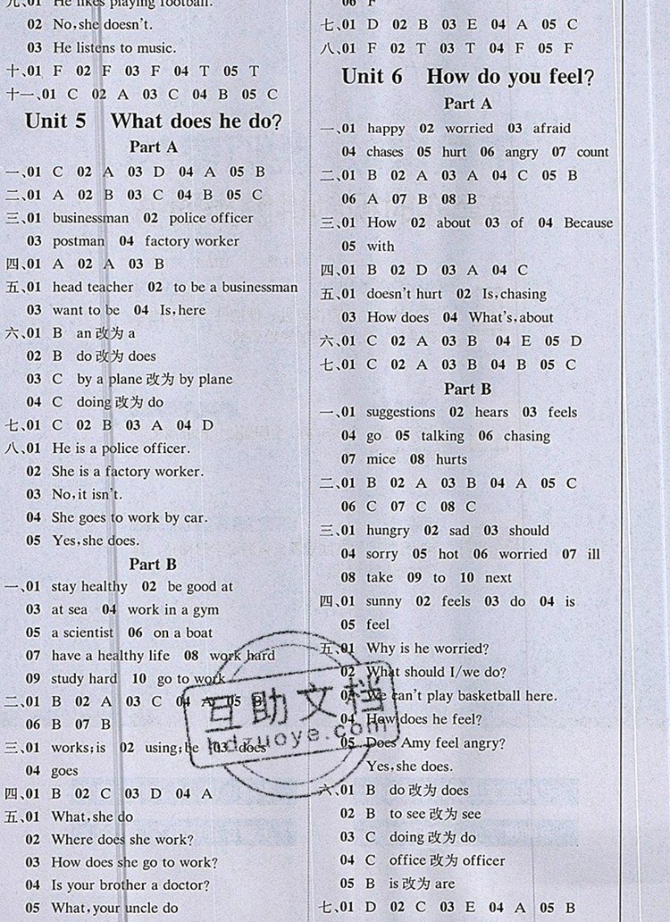 2019年1加1輕巧奪冠課堂直播六年級(jí)英語(yǔ)上冊(cè)人教PEP版參考答案