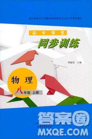 山東大學出版社2019年初中課堂同步訓練物理八年級上冊參考答案