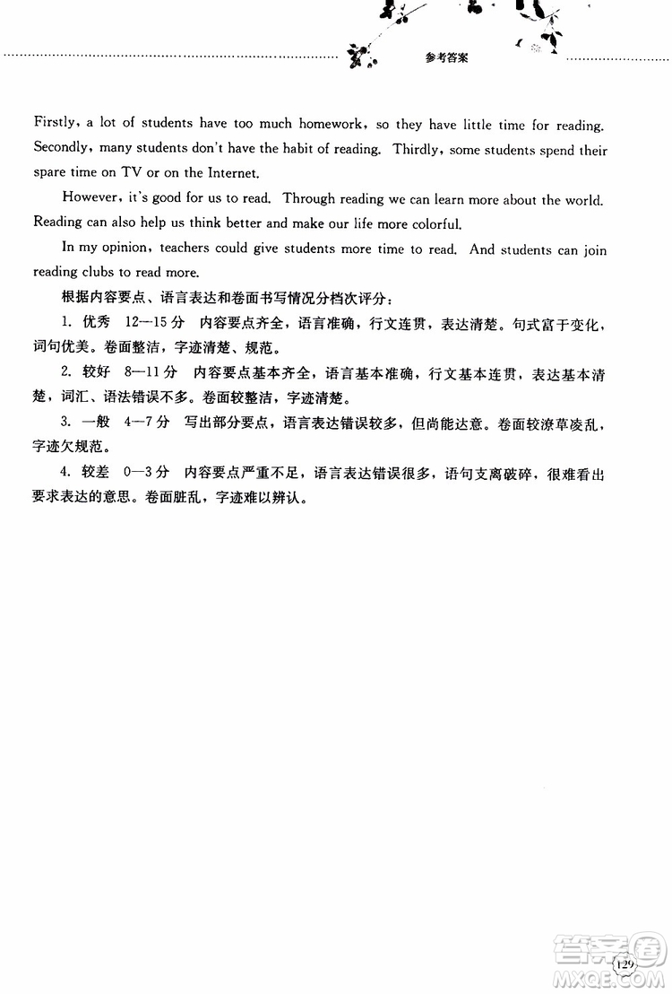 山東大學(xué)出版社2019年初中課堂同步訓(xùn)練英語(yǔ)八年級(jí)上冊(cè)參考答案