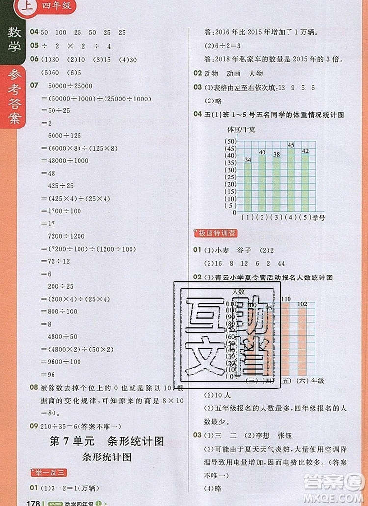 2019年1加1輕巧奪冠課堂直播四年級數(shù)學(xué)上冊人教版參考答案