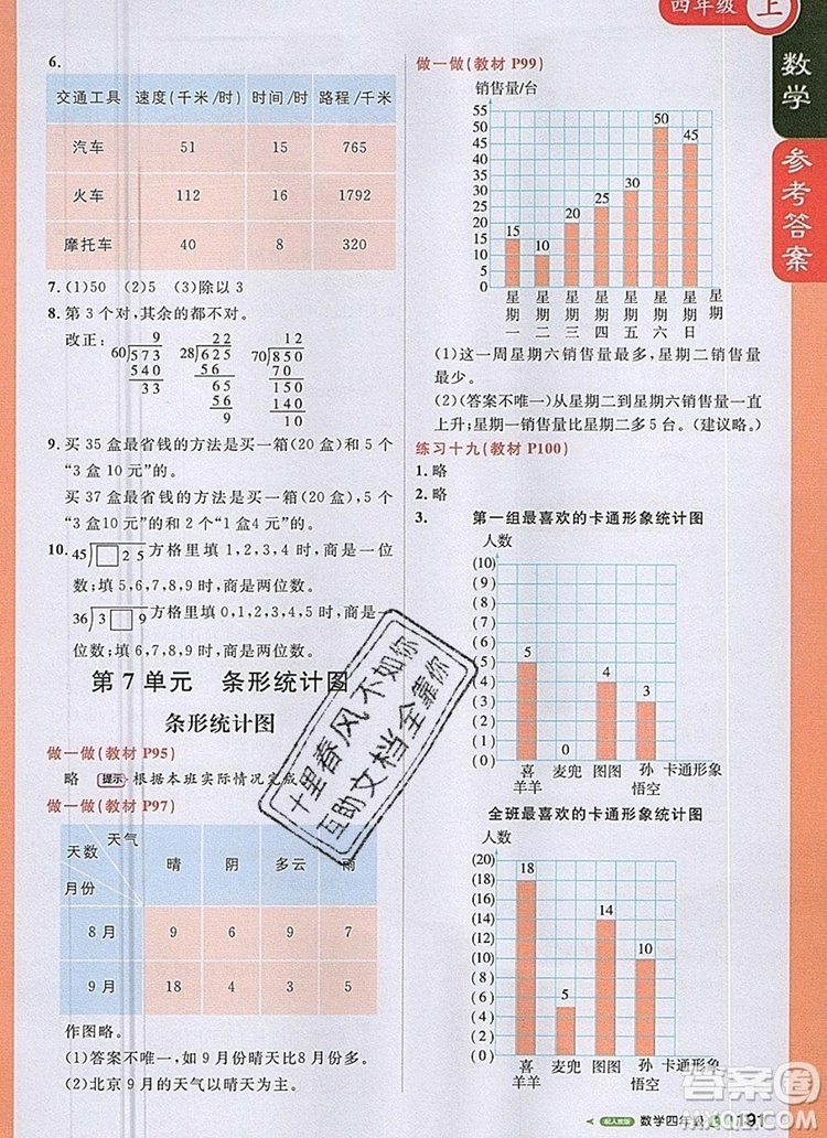 2019年1加1輕巧奪冠課堂直播四年級數(shù)學(xué)上冊人教版參考答案