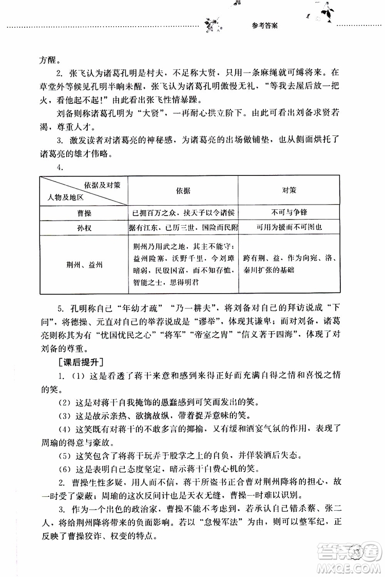 山東大學(xué)出版社2019年初中課堂同步訓(xùn)練語(yǔ)文九年級(jí)上冊(cè)參考答案