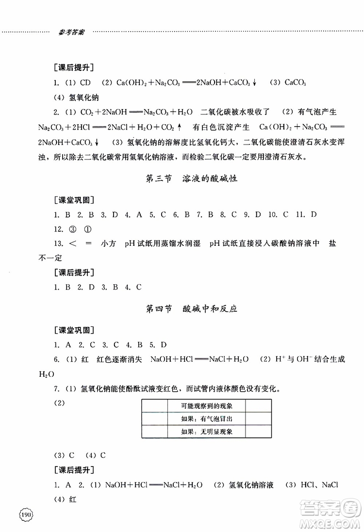 山東大學(xué)出版社2019年初中課堂同步訓(xùn)練化學(xué)九年級全一冊參考答案
