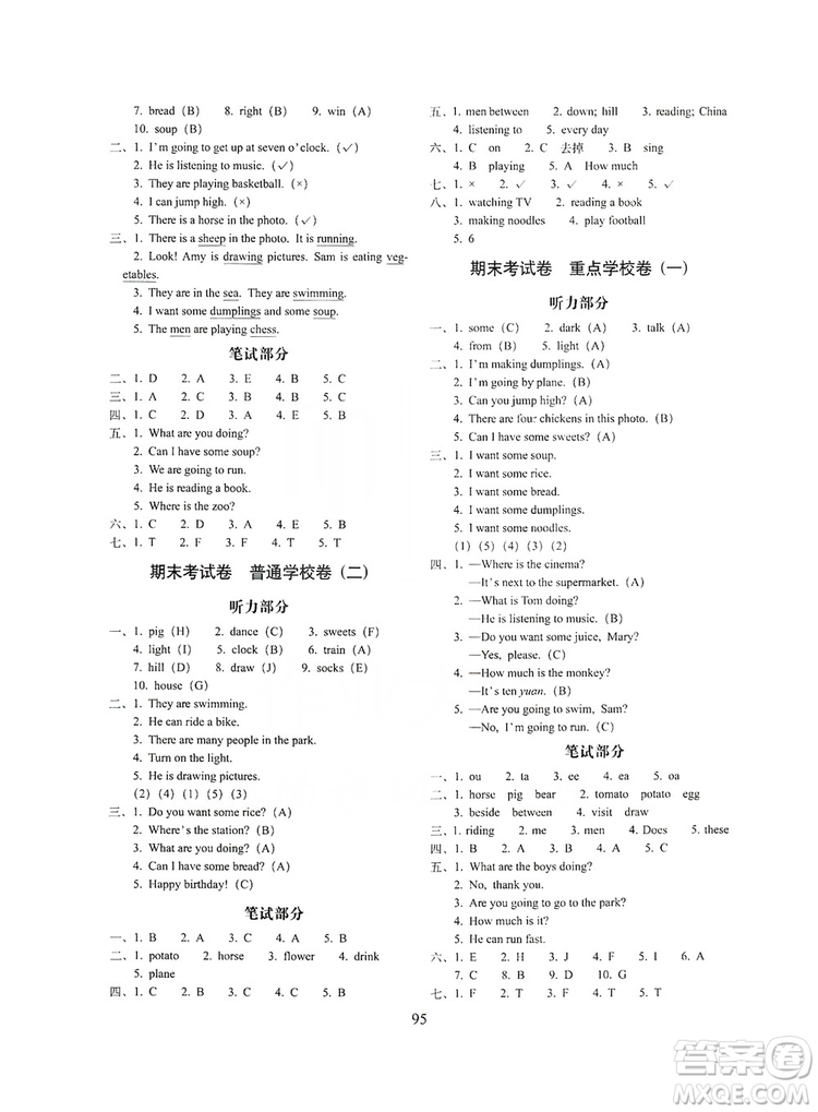68所名校圖書2019秋期末沖刺100分完全試卷四年級英語上冊外研版全新版答案