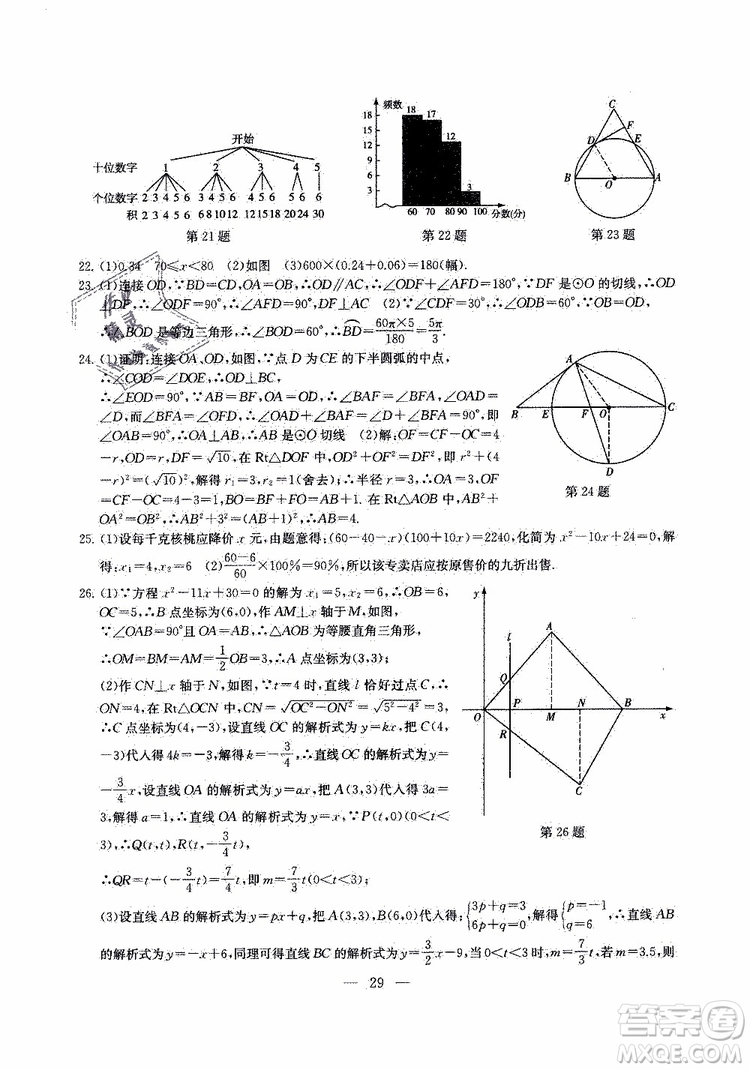 2019年一考圓夢綜合素質(zhì)學(xué)數(shù)學(xué)隨堂反饋9年級(jí)上冊(cè)參考答案