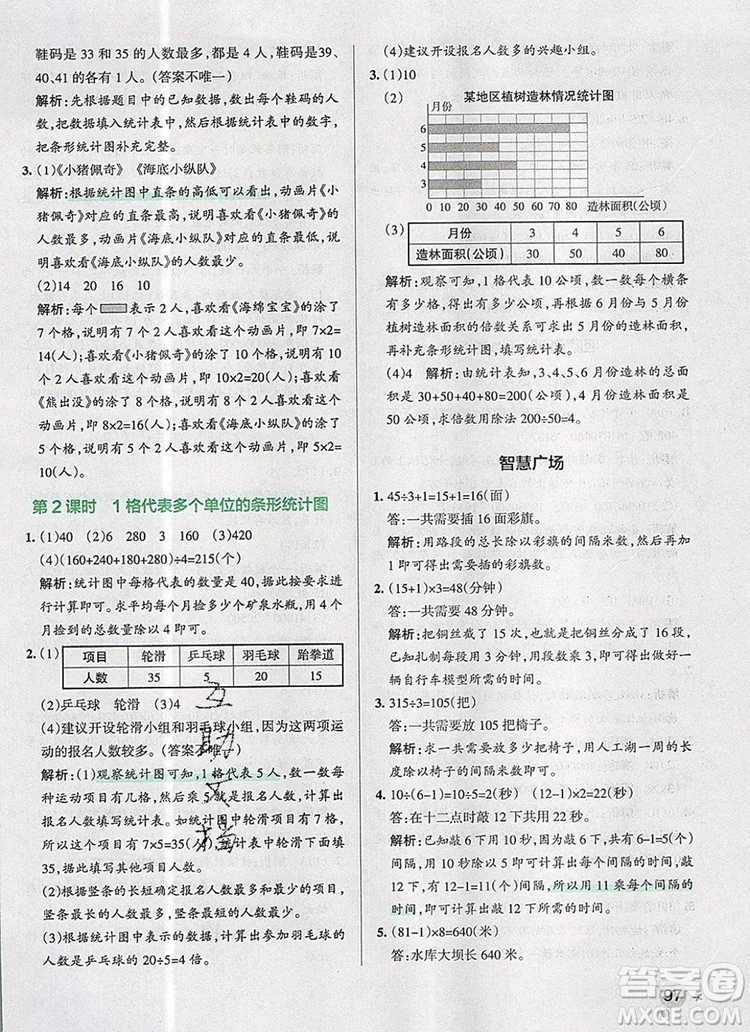 2019年P(guān)ASS小學(xué)學(xué)霸作業(yè)本四年級數(shù)學(xué)上冊青島版參考答案