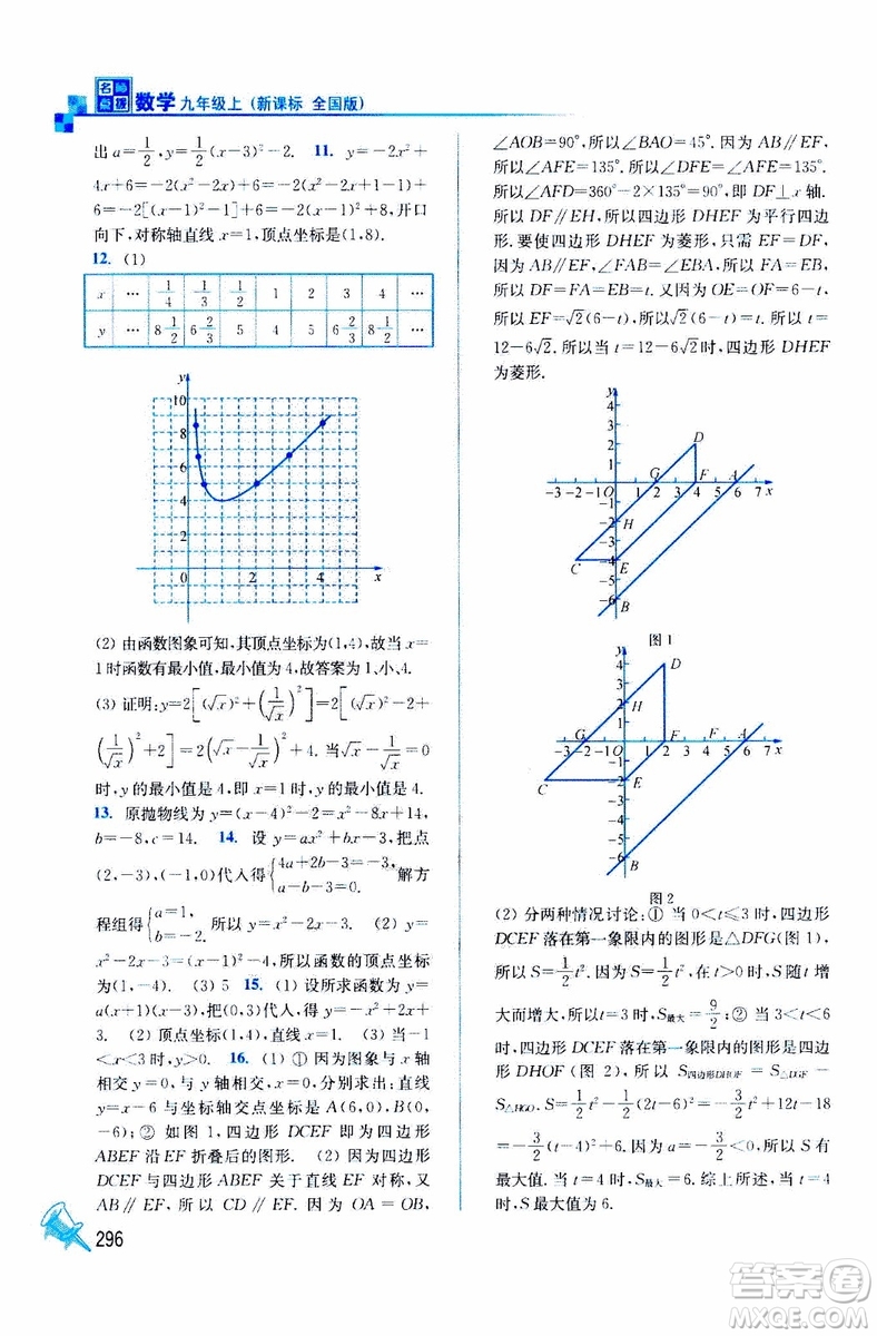 2019年名師點(diǎn)撥課課通教材全解析數(shù)學(xué)九年級(jí)上新課標(biāo)全國(guó)版參考答案