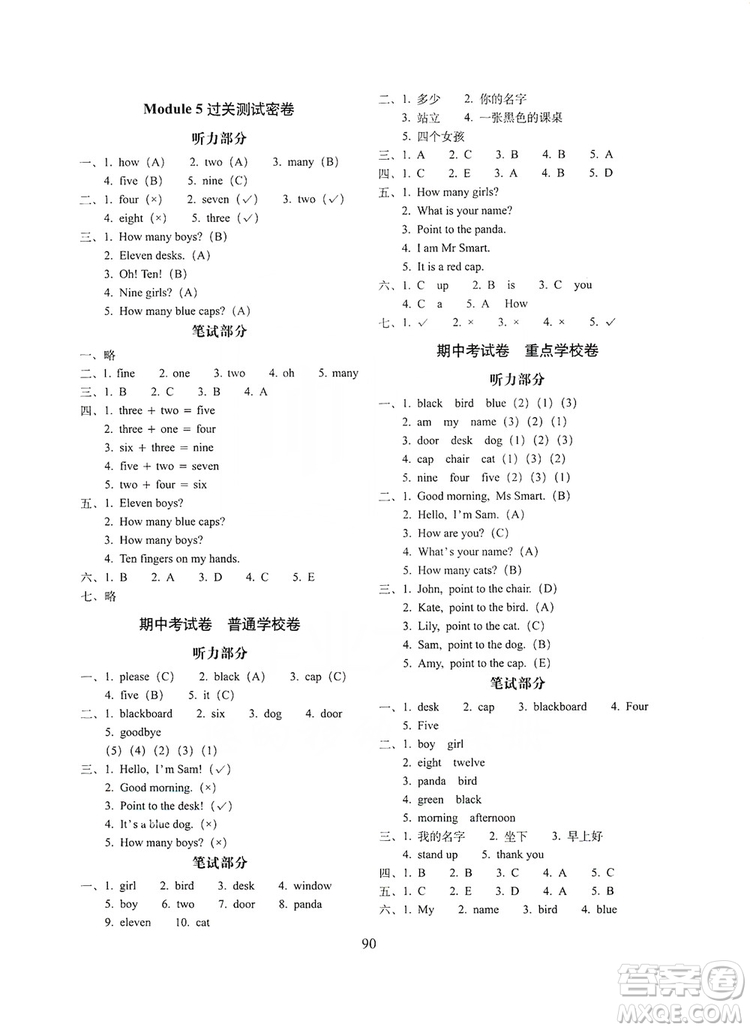 68所名校圖書(shū)2019秋期末沖刺100分完全試卷三年級(jí)英語(yǔ)上冊(cè)外研版答案