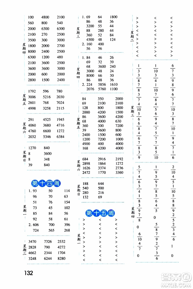 2019秋經(jīng)綸學(xué)典口算達(dá)人三年級數(shù)學(xué)上冊RJ人教版參考答案