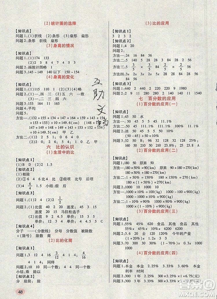 2019年?duì)钤焯炀毻骄毩?xí)六年級(jí)數(shù)學(xué)上冊(cè)北師大版參考答案