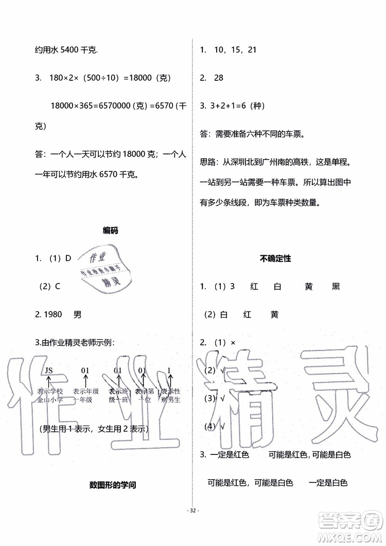 海天出版社2019秋知識(shí)與能力訓(xùn)練數(shù)學(xué)四年級(jí)上冊北師大版B版參考答案