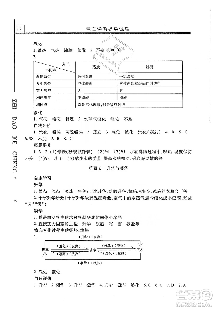 明天出版社2019自主學習指導(dǎo)課程九年級物理上冊滬科版答案