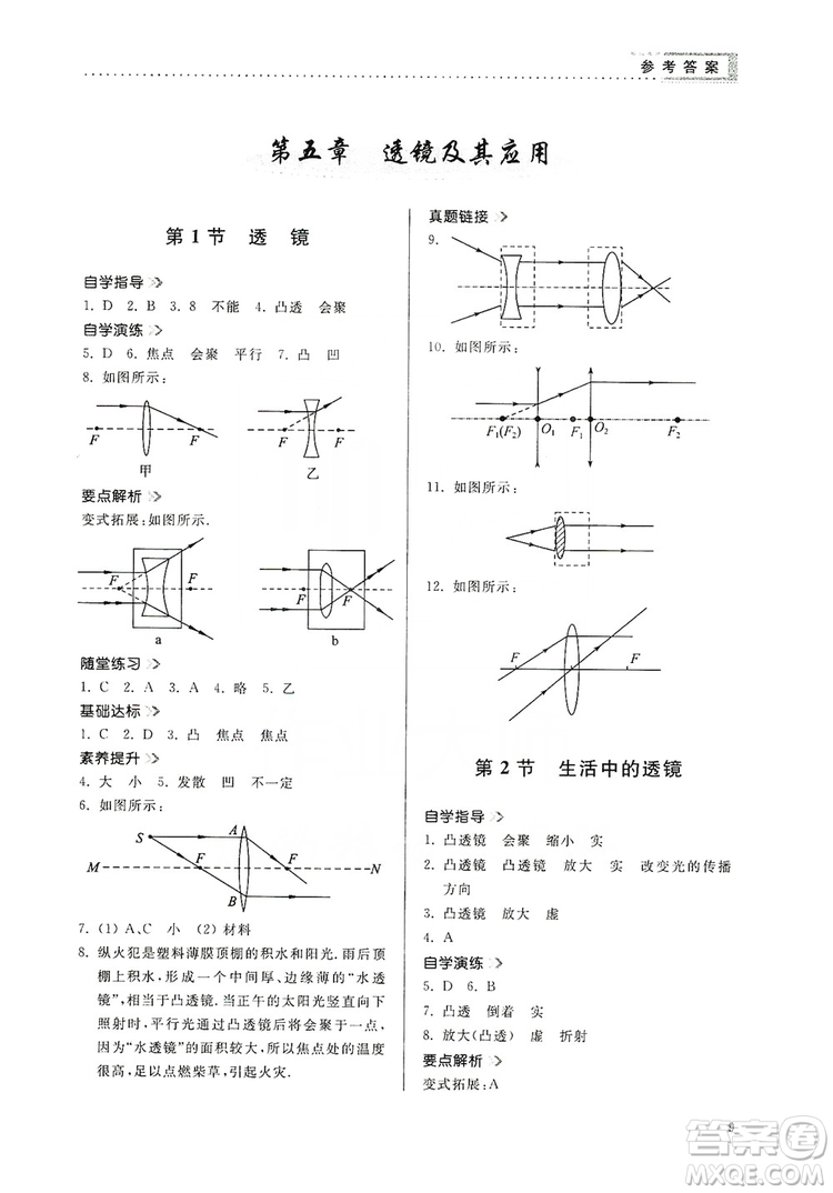 山東人民出版社2019導(dǎo)學(xué)與訓(xùn)練八年級(jí)物理上冊(cè)人教版答案