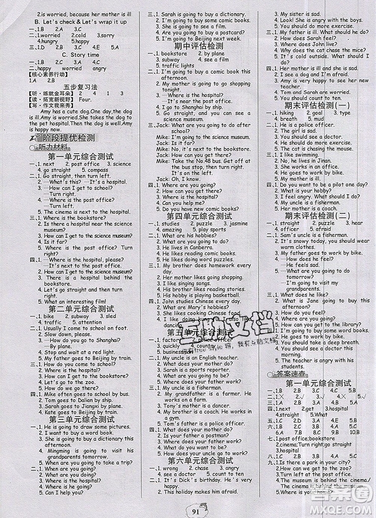 2020年新版世紀(jì)金榜金榜小博士六年級英語上冊人教版答案
