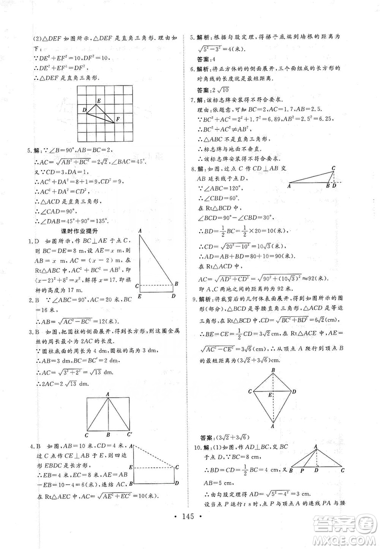 海南出版社2019新課程同步練習冊數學八年級上冊華東師大版答案