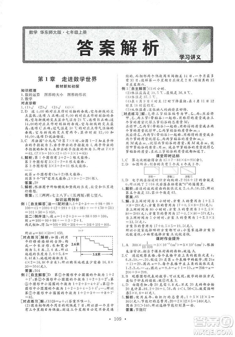 海南出版社2019新課程同步練習(xí)冊數(shù)學(xué)七年級上冊華東師大版答案