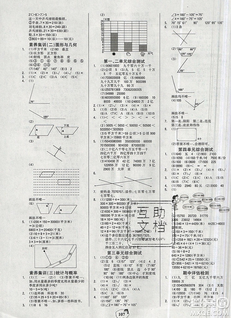 世紀金榜金榜小博士四年級數(shù)學上冊人教版2020年新版答案
