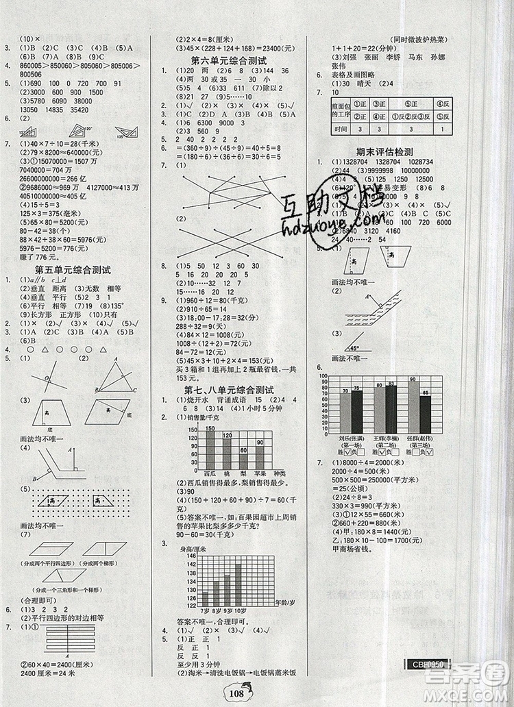 世紀金榜金榜小博士四年級數(shù)學上冊人教版2020年新版答案
