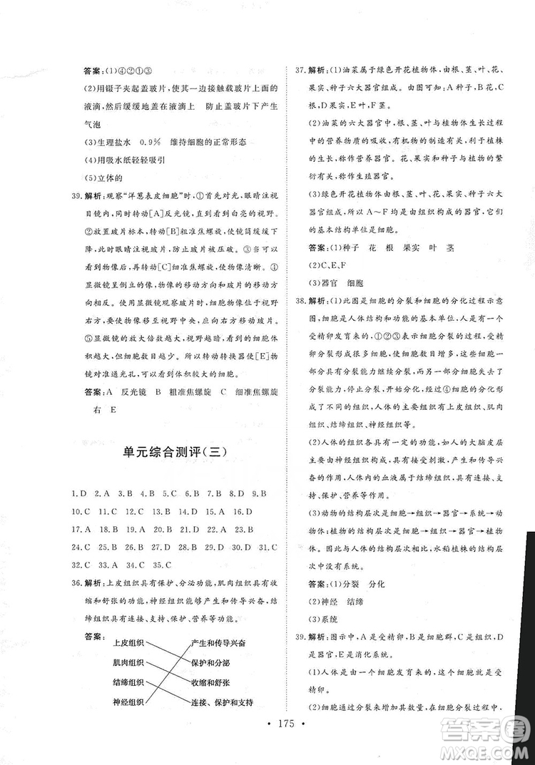 2019海南出版社新課程同步練習冊生物學七年級上冊北師大版答案