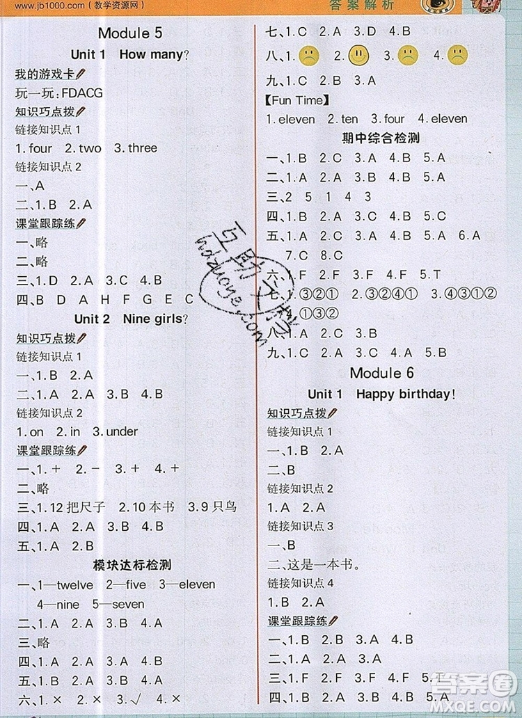 世紀金榜金榜大講堂三年級英語上冊外研版2020年新版答案