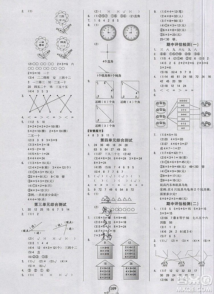 2020年新版世紀(jì)金榜金榜小博士二年級數(shù)學(xué)上冊青島版答案