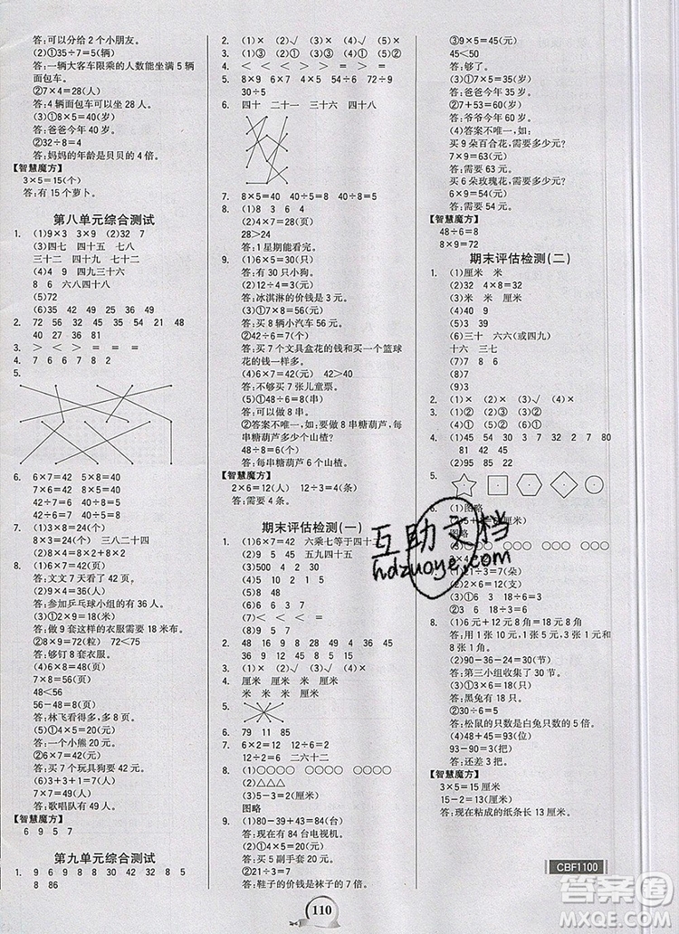 世紀金榜金榜小博士二年級數(shù)學(xué)上冊北師大版2020年新版參考答案