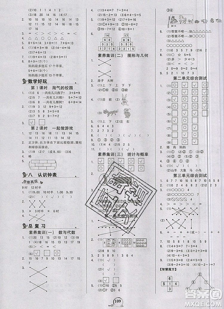 世紀金榜金榜小博士一年級數(shù)學(xué)上冊北師大版2020年新版答案