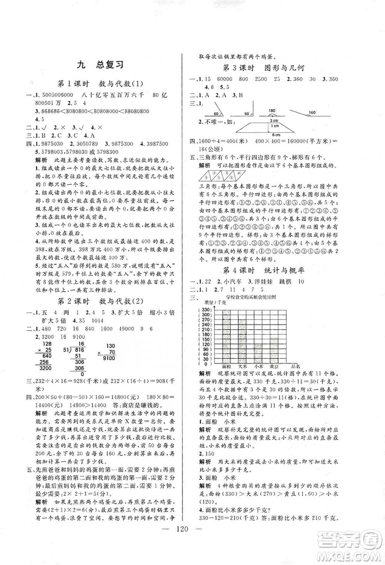陽光出版社2019快樂練習(xí)作業(yè)本數(shù)學(xué)四年級(jí)上冊人教版答案
