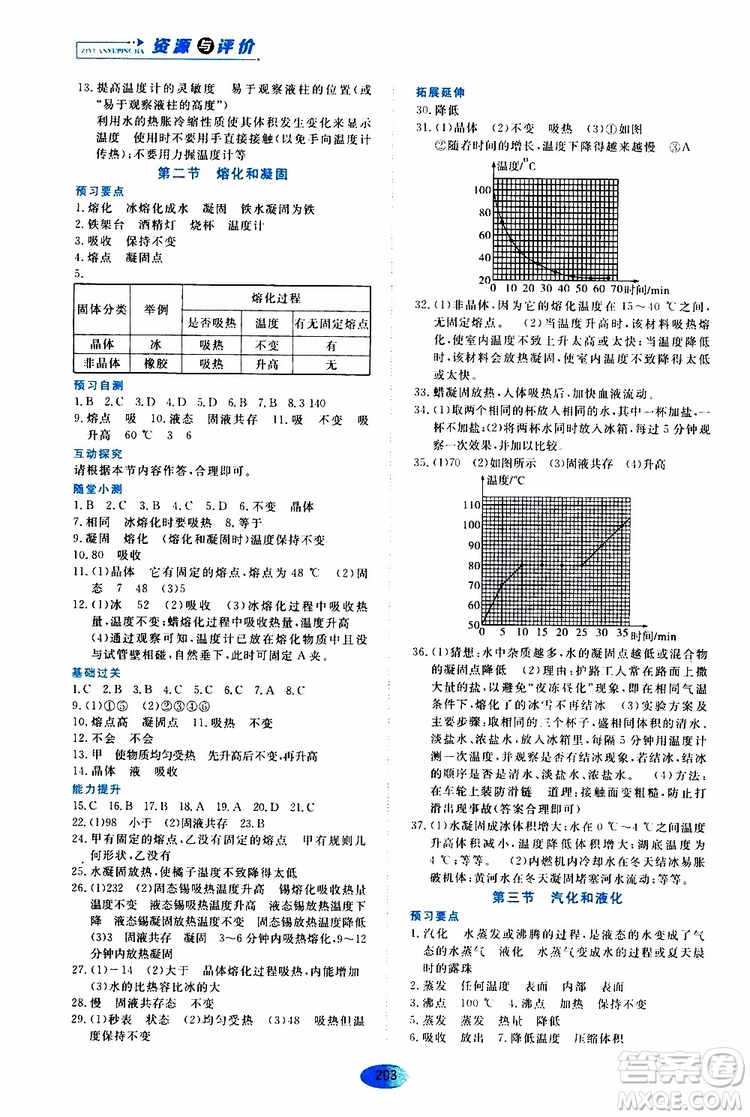 黑龍江教育出版社2019年資源與評價物理八年級上冊教科版參考答案
