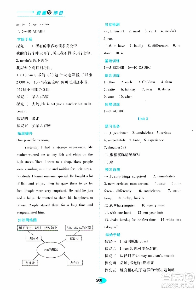 黑龍江教育出版社2019年資源與評價英語八年級上冊外研版參考答案