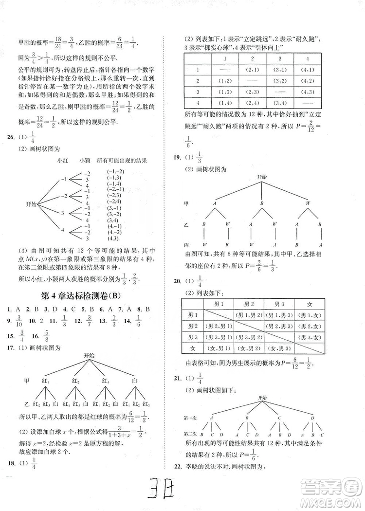 江蘇人民出版社2019南通小題課時(shí)作業(yè)本九年級(jí)數(shù)學(xué)上冊(cè)江蘇版答案