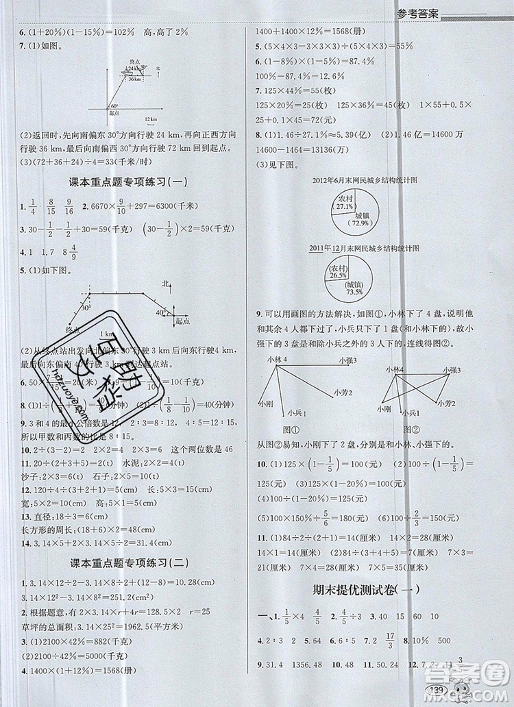青島出版社2019年創(chuàng)新課時作業(yè)本六年級數學上冊人教版答案