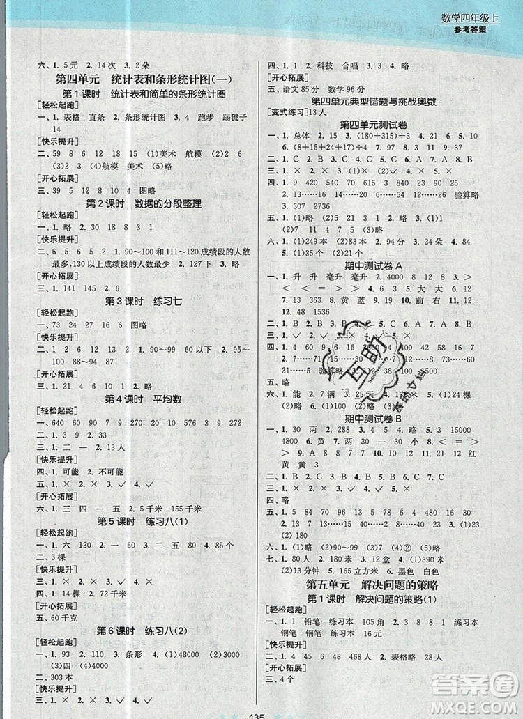 江蘇鳳凰美術(shù)出版社2019年創(chuàng)新課時(shí)作業(yè)本四年級數(shù)學(xué)上冊江蘇版答案