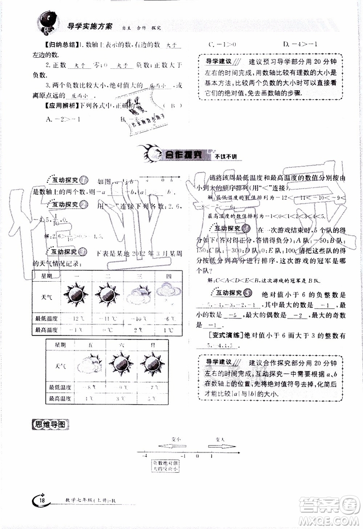 金太陽教育2019年金太陽導(dǎo)學(xué)案數(shù)學(xué)七年級(jí)上冊(cè)創(chuàng)新版參考答案
