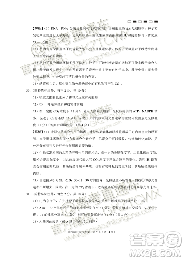 2020屆貴陽(yáng)一中高考適應(yīng)性月考二理綜試題及參考答案