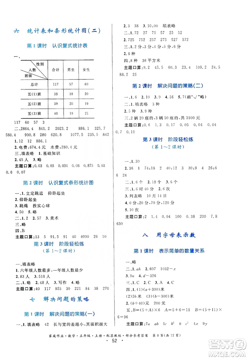 貴州教育出版社2019家庭作業(yè)五年級(jí)數(shù)學(xué)上冊(cè)蘇科版答案